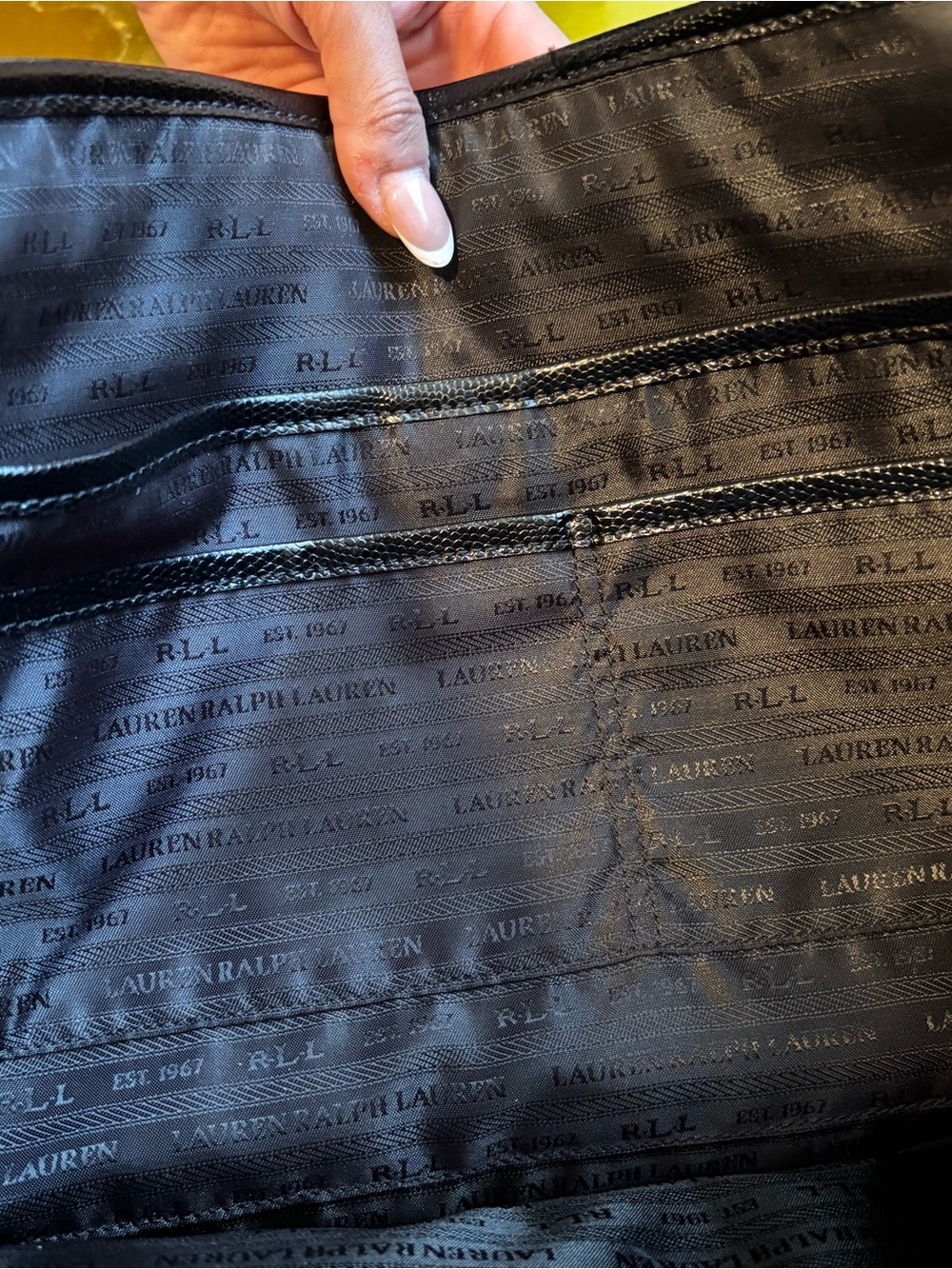 Ralph Lauren Black Leather Tote with Stud Accents - Picture 7 of 8